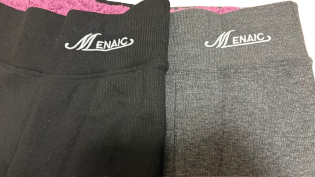 裏起毛レギンスブラック・ダークグレー色比較